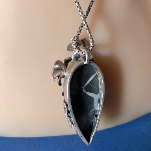 SOLD.  Fantastic Septarian Geode with Delicate Silver Flowers - Picture 6 of 9